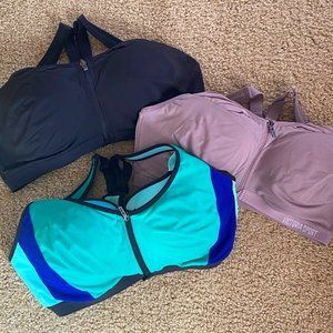 Victoria's Secret LOT of three Knockout Front Close Sport Bras 38DD